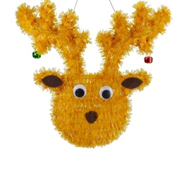 Best Tinsel Reindeer with Mini Jingle Bells Hanging Christmas Decoration - 13" - Window