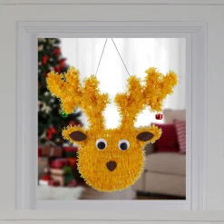 Best Tinsel Reindeer with Mini Jingle Bells Hanging Christmas Decoration - 13" - Window