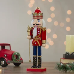 Best Traditional Christmas Nutcracker King with Scepter Figurine - 14" - Red and Gold Nutcrackers