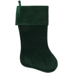 Discount Traditional Velvet Hanging Christmas Stocking - 19" - Green Stockings