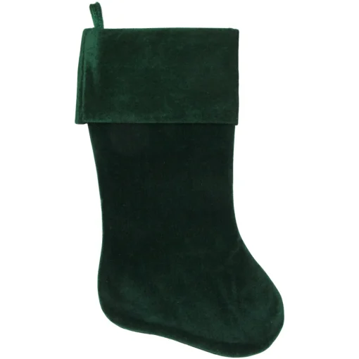 Discount Traditional Velvet Hanging Christmas Stocking - 19" - Green Stockings