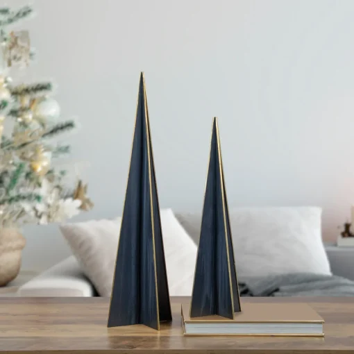 Sale Triangular Christmas Tree Decoration - 20" - Blue and Gold Trees