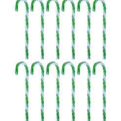 Sale Twist Candy Cane Christmas Ornaments - 6" - Green and White - 12 ct Food & Beverage