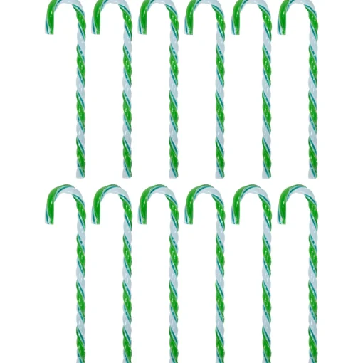 Sale Twist Candy Cane Christmas Ornaments - 6" - Green and White - 12 ct Food & Beverage