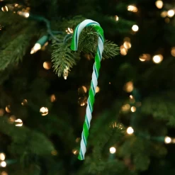 Sale Twist Candy Cane Christmas Ornaments - 6" - Green and White - 12 ct Food & Beverage