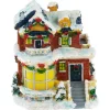 Two Story Snowy House with Garland and Wreaths Christmas Village Decoration - 4" Building Sets