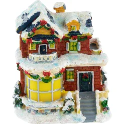 Two Story Snowy House with Garland and Wreaths Christmas Village Decoration - 4" Building Sets