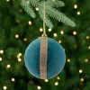 Sale Velour Christmas Ball Ornament - 3.25" - Teal Green Glass|Ball Ornaments