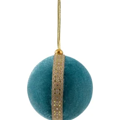 Sale Velour Christmas Ball Ornament - 3.25" - Teal Green Glass|Ball Ornaments