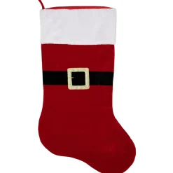 New Velveteen Santa Claus Belt Buckle Commercial Christmas Stocking - 48" - Red and White Stockings