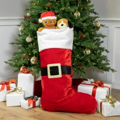 New Velveteen Santa Claus Belt Buckle Commercial Christmas Stocking - 48