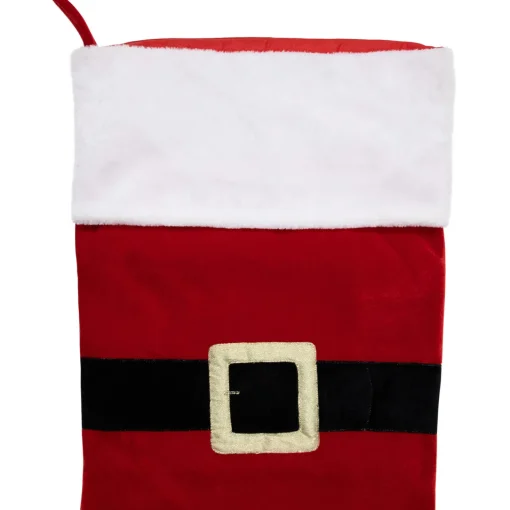 New Velveteen Santa Claus Belt Buckle Commercial Christmas Stocking - 48" - Red and White Stockings