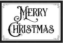 Vintage Merry Christmas 9.5" x 13.5" Framed Christmas Wall Decor Art Print Sign Poster in a Black Wooden Frame with UV Acrylic and Hangers Wall