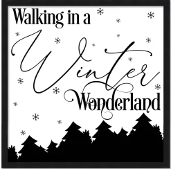 Hot Walking in a Winter Wonderland 15.5" x 15.5" Framed Christmas Wall Decor Art Print Sign Poster in a Black Wooden Frame with UV Acrylic and Hangers Wall