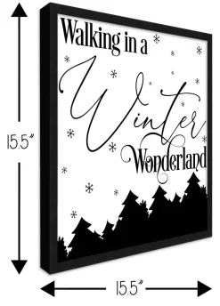 Hot Walking in a Winter Wonderland 15.5" x 15.5" Framed Christmas Wall Decor Art Print Sign Poster in a Black Wooden Frame with UV Acrylic and Hangers Wall