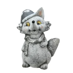Online Weathered Whimsical Silver Fox Christmas Decoration - 18" - Grey Animals