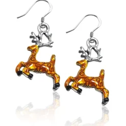 Sale Christmas Reindeer Charm Earrings | Silver or Gold Finish | Handmade in USA Costumes