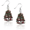 Hot Christmas Tree Charm Earrings | Silver or Gold Finish | Handmade in USA Costumes