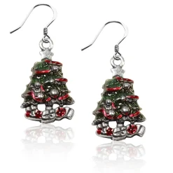 Hot Christmas Tree Charm Earrings | Silver or Gold Finish | Handmade in USA Costumes