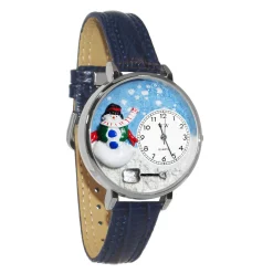 Discount Snowman 3D Watch | Gold or Silver Finish Large or Small | Unique Fun Novelty | Handmade in USA | Leather Watch Band Costumes