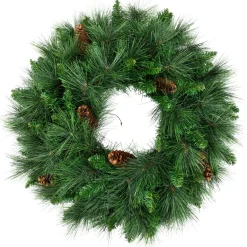 White Valley Pine with Pine Cones Artificial Christmas Wreath - 24" - Unlit Unlit