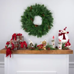 White Valley Pine with Pine Cones Artificial Christmas Wreath - 24" - Unlit Unlit