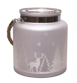 Clearance Winter Scene Matte Pillar Candle Holder Christmas Lantern - 8" Lanterns