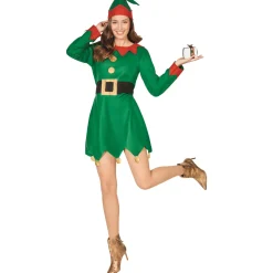 Discount Women's Red and Green 2-Piece Elf Costume- Size Small Costumes