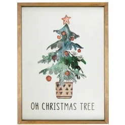 Discount Wooden Framed "Oh Christmas Tree" Wall Art Decoration - 20" Wall