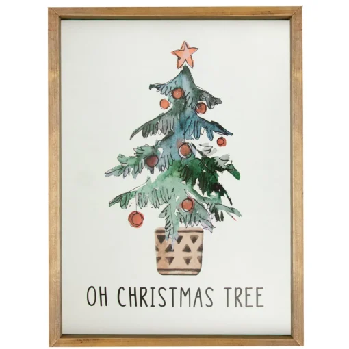 Discount Wooden Framed "Oh Christmas Tree" Wall Art Decoration - 20" Wall