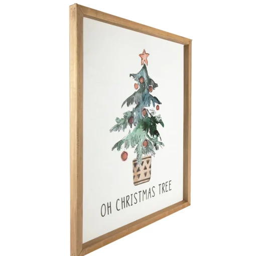 Discount Wooden Framed "Oh Christmas Tree" Wall Art Decoration - 20" Wall