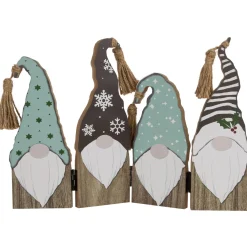 Clearance Wooden Gnomes Hinged Christmas Decoration - 10.75" Gnomes