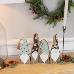 Clearance Wooden Gnomes Hinged Christmas Decoration - 10.75" Gnomes