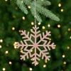 Outlet Wooden Snowflake Christmas Ornaments - 4.75" - Pink - Set of 4 Icicles|Snowflakes