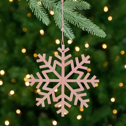 Outlet Wooden Snowflake Christmas Ornaments - 4.75" - Pink - Set of 4 Icicles|Snowflakes