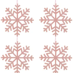 Outlet Wooden Snowflake Christmas Ornaments - 4.75" - Pink - Set of 4 Icicles|Snowflakes