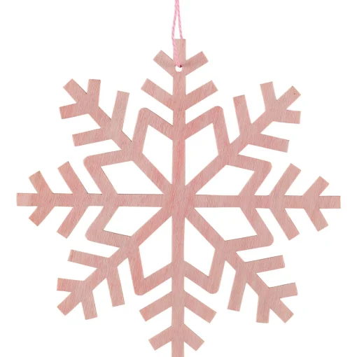 Outlet Wooden Snowflake Christmas Ornaments - 4.75" - Pink - Set of 4 Icicles|Snowflakes