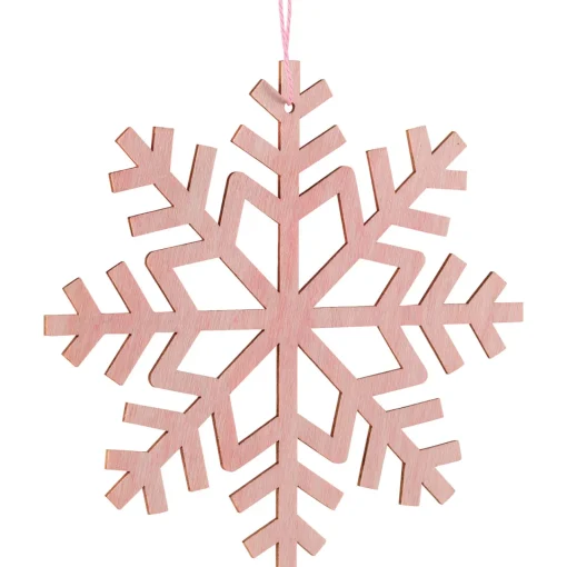 Outlet Wooden Snowflake Christmas Ornaments - 4.75" - Pink - Set of 4 Icicles|Snowflakes