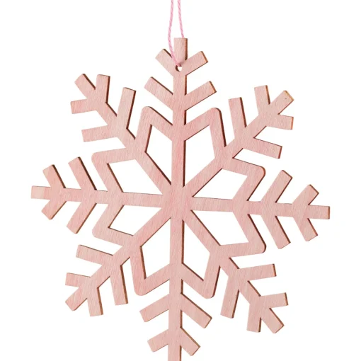 Outlet Wooden Snowflake Christmas Ornaments - 4.75" - Pink - Set of 4 Icicles|Snowflakes