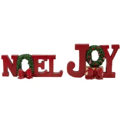 Online Wreath and Bow "Noel" and '"Joy" Christmas Signs - Set of 2 Wall
