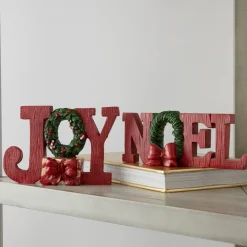 Online Wreath and Bow "Noel" and '"Joy" Christmas Signs - Set of 2 Wall